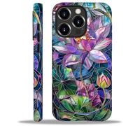 CARLOCA for iPhone 15 Pro Max Compatible with Magsafe Full Body Protective Glossy Case, for Girl Boy Shockproof Magnetic Charge Esthetics Pattern Lotus Flower Colorful Stained Glass Design