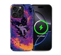 CARLOCA for iPhone 15 Pro Max Compatible with Magsafe Full Body Protective Glossy Case for Girl Boy Shockproof Magnetic Charge Esthetics Pattern Astronaut Floating Colorful Chaos Space
