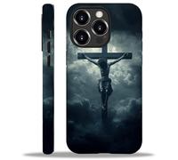 CARLOCA for iPhone 16 Compatible with Magsafe Full Body Protective Glossy Case, for Girl Boy Shockproof Magnetic Charge Esthetics Pattern Large Cross Jesus Dark Sky Clouds