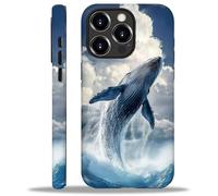 CARLOCA for iPhone 16 Pro Compatible with Magsafe Full Body Protective Glossy Case, for Girl Boy Shockproof Magnetic Charge Esthetics Pattern Huge Ocean Wave Humpback Whale