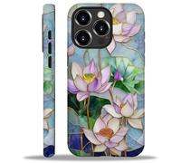 CARLOCA for iPhone 16 Pro Max Compatible with Magsafe Full Body Protective Glossy Case, for Girl Boy Shockproof Magnetic Charge Esthetics Pattern Stained Glass Purple Lotus Flowers Golden