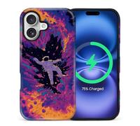CARLOCA for iPhone 17 Compatible with Magsafe Full Body Protective Glossy Case for Girl Boy Shockproof Magnetic Charge Esthetics Pattern Astronaut Floating Colorful Chaos Space