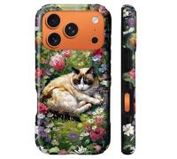 CARLOCA for iPhone 17 Pro Compatible with Magsafe Full Body Protective Case for Girl Boy Shockproof Magnetic Charge Esthetics Pattern Lazy Cream Cat Wildflower Rose Garden