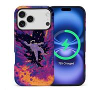 CARLOCA for iPhone 17 Pro Compatible with Magsafe Full Body Protective Glossy Case for Girl Boy Shockproof Magnetic Charge Esthetics Pattern Astronaut Floating Colorful Chaos Space