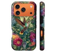 CARLOCA for iPhone 17 Pro Max Compatible with Magsafe Full Body Protective Case for Girl Boy Shockproof Magnetic Charge Esthetics Pattern Elegant Flying Hummingbird Colorful Flowers