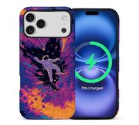 CARLOCA for iPhone 17 Pro Max Compatible with Magsafe Full Body Protective Glossy Case for Girl Boy Shockproof Magnetic Charge Esthetics Pattern Astronaut Floating Colorful Chaos Space