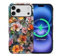 CARLOCA for iPhone nmcvb Compatible with Magsafe Full Body Protective Glossy Case, for Girl Boy Shockproof Magnetic Charge Esthetics Pattern 3D Mosaic Vintage Colorful Flowers