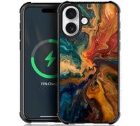 CARLOCA for iPhone Qwert Compatible with Magsafe Case Design for Girl Boy Shockproof Magnetic Charge Hard PC Back Case Esthetics Pattern Swirling Chaos Colorful Fluid Abstract Painting