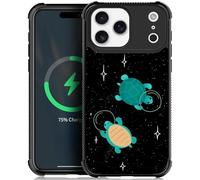 CARLOCA for iPhone rtqwe Compatible with Magsafe Case Design for Girl Boy Shockproof Magnetic Charge Hard PC Back Case Esthetics Pattern Space Turtles