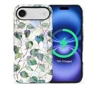 CARLOCA for iPhone vbnmc Compatible with Magsafe Full Body Protective Glossy Case, for Girl Boy Shockproof Magnetic Charge Esthetics Pattern Art Deco Stained Glass Spring Foliage