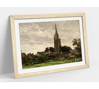 Carlos De Haes, The Tower Of The Church - Framed Wall Art Print Picture - A4 - Light Oak Frame