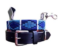 Carlos Diaz Genuine Leather Waxed Embroidered Polo Dog Collar + Free Matching Lead L