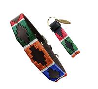 Carlos Diaz Genuine Leather Waxed Embroidered Polo Dog Collar L