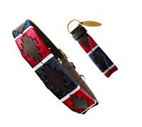Carlos Diaz Genuine Leather Waxed Embroidered Polo Dog Collar L