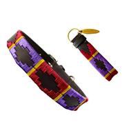 Carlos Diaz Genuine Leather Waxed Embroidered Polo Dog Collar L