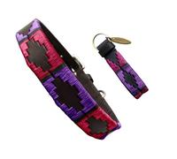 Carlos Diaz Genuine Leather Waxed Embroidered Polo Dog Collar L