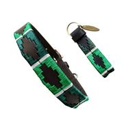 Carlos Diaz Genuine Leather Waxed Embroidered Polo Dog Collar L