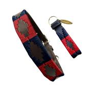 Carlos Diaz Genuine Leather Waxed Embroidered Polo Dog Collar L