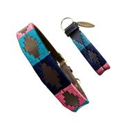 Carlos Diaz Genuine Leather Waxed Embroidered Polo Dog Collar L