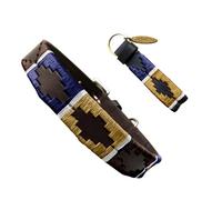 Carlos Diaz Genuine Leather Waxed Embroidered Polo Dog Collar M