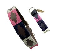 Carlos Diaz Genuine Leather Waxed Embroidered Polo Dog Collar S