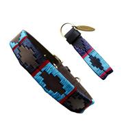 Carlos Diaz Genuine Leather Waxed Embroidered Polo Dog Collar S