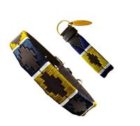 Carlos Diaz Genuine Leather Waxed Embroidered Polo Dog Collar S