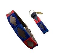 Carlos Diaz Genuine Leather Waxed Embroidered Polo Dog Collar S