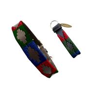 Carlos Diaz Genuine Leather Waxed Embroidered Polo Dog Collar S
