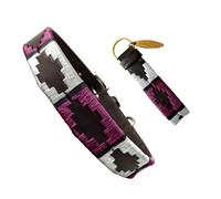 Carlos Diaz Genuine Leather Waxed Embroidered Polo Dog Collar S