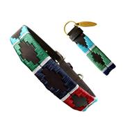 Carlos Diaz Genuine Leather Waxed Embroidered Polo Dog Collar XL