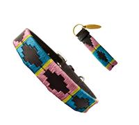 Carlos Diaz Genuine Leather Waxed Embroidered Polo Dog Collar XS