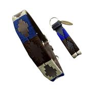 Carlos Diaz Genuine Leather Waxed Embroidered Polo Dog Collar XS