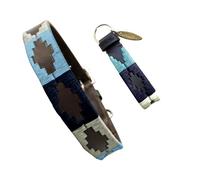 Carlos Diaz Genuine Leather Waxed Embroidered Polo Dog Collar XS