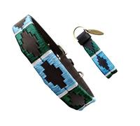 Carlos Diaz Genuine Leather Waxed Embroidered Polo Dog Collar XXS