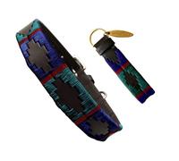 Carlos Diaz Genuine Leather Waxed Embroidered Polo Dog Collar XXS