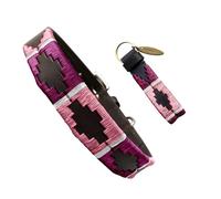 Carlos Diaz Genuine Leather Waxed Embroidered Polo Dog Collar XXS