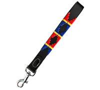 Carlos Diaz Genuine Leather Waxed Embroidered Polo Dog Leash Walking Training Short Traffic Lead With Looped Handle