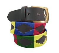 Carlos Diaz Mens Womens Premium Unisex Brown Leather Embroidered Designer Polo Belt (90 cm/ 34-36 Inches)