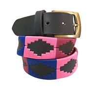 Carlos Diaz Mens Womens Premium Unisex Brown Leather Embroidered Designer Polo Belt (90 cm/ 34-36 Inches)