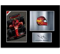 Carlos Sainz 2024 Car Helmet Signed Photo Display Mount A4 for Racing Fans