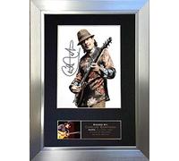 CARLOS SANTANA Signed Autograph Mounted Photo Reproduction PRINT A4 Very Rare (297 x 210mm) #668 (Silver Frame)