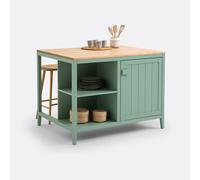 Carlos Solid Pine Kitchen Island Green/Natural