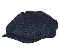 Carloway Bakerboy Hat in Blue Herringbone (3302) Harris Tweed - Failsworth (58cm)