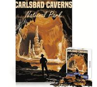 Carlsbad Caverns National Park Poster Jigsaw Puzzles for Teenagers 1000 Sharp Recall Restful Activity Snug Fit Unique Gift (38x26cm)