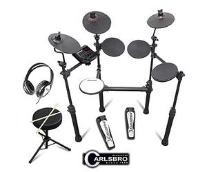 Carlsbro CSD100 R Plus Electronic Drum Kit with Stool, Headphones & 50 Lessons - Compact Electric Drum Set for Beginners, Ideal Beginner Practice Kits