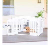 Carlson 4-Panel Plastic Pet Pen - Portable, Secure, and Easy-to-Use Playpen for Small Pets | 24" Tall, White, Includes Door and Lock, Ideal for Small Pets, Whelping and Indoor/Outdoor Use