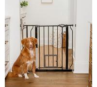 Carlson Extra Wide Walk Through Pet Gate with Small Pet Door, Includes 4-Inch Extension Kit, Pressure Mount Kit and Wall Mount Kit, Black