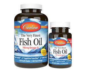 Carlson Labs The Very Finest Fish Oil 700mg Omega-3s Lemon 120+30 Softgels