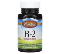 Carlson Labs Vitamin B-2 100mg for Energy, Vision & Skin 100 Vegetarian Tablets
